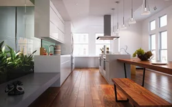 Kitchen design with wood floors