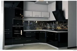 Черно белая кухня дизайн фото фартук
