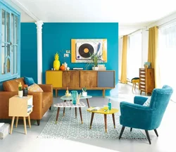 Yellow-blue living room photo