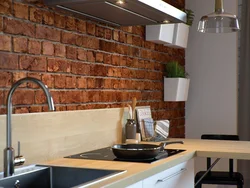 Photo of kitchen with stone panels