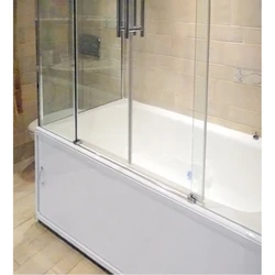 Glass curtains for bathtub photo in the interior