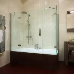 Glass curtains for bathtub photo in the interior