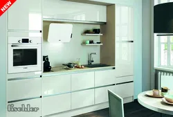 Дизайн Прямой Кухни В Современном Стиле С Холодильником