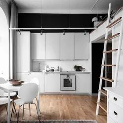 Kitchen interior with high ceilings photo