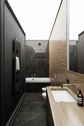 Bathroom black with wood design