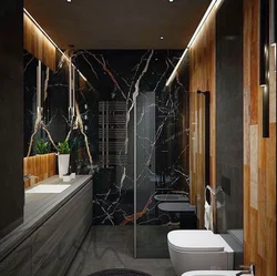 Bathroom black with wood design