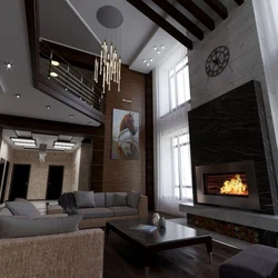 Дизайн гостиной с вторым светом потолки