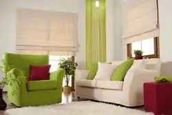 Curtains In The Living Room With A Green Sofa Photo