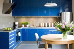 Green blue kitchen interior photo