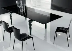 Kitchen with black glass table photo