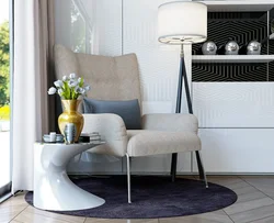 Coffee table with armchair in the living room interior