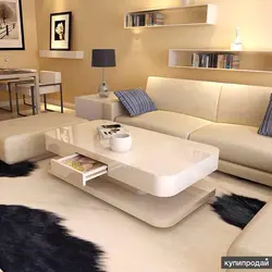 Coffee table with armchair in the living room interior