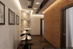 Hallway design in an apartment with laminate flooring on the wall