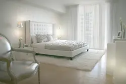 Bedroom wall design with white furniture