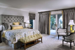 Combination of gray in the bedroom with curtains photo