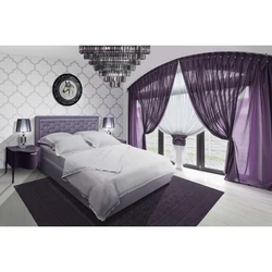 Bedroom design with lilac bed