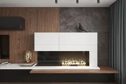 Corner bio-fireplaces in the living room interior