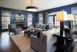 Living Room With Blue Furniture Photo