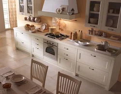 Kitchen interior in ivory color