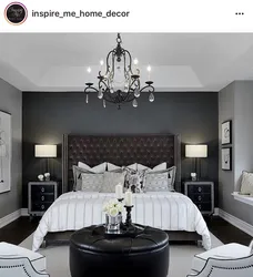 Black lamps in the bedroom interior