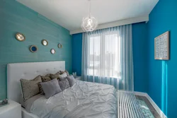 Blue color in the bedroom interior photo