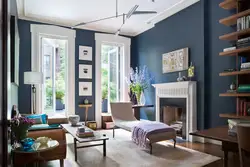 Indigo color in the living room interior