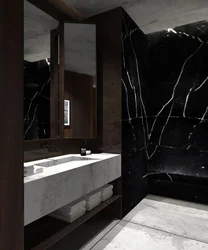 Черный мрамор плитка в ванной дизайн