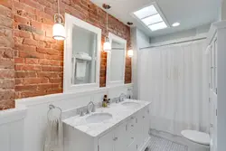 Дизайн ванны белый кирпич