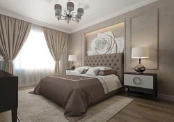 Серо коричневая спальня дизайн фото