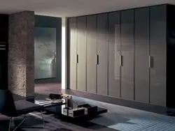 Wardrobe design for the hallway with hinged doors in a modern style