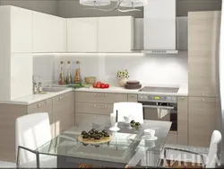 Modern corner kitchen design in light colors photo