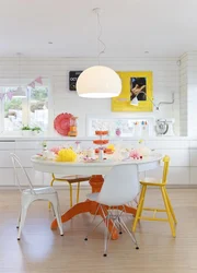 Kitchen with yellow chairs photo