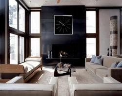 Fireplace design in the living room in a modern style