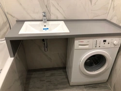 Bathroom Countertop For Washing Machine And Sink Photo