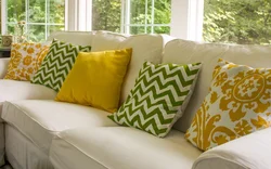 Декоративные подушки в интерьере гостиной фото