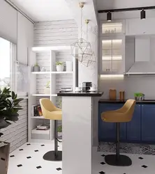 Kitchen With Balcony And Breakfast Bar Design