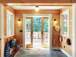 Hallway at the dacha in a wooden house photo design