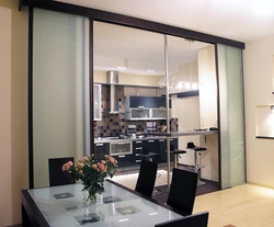 Glass wall in the kitchen photo