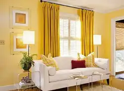 Шторы к желтым стенам в гостиную фото