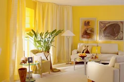 Шторы к желтым стенам в гостиную фото