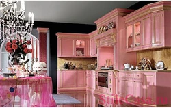 Дизайн кухни в розовом стиле