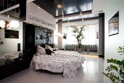 Glossy white ceiling in the bedroom photo