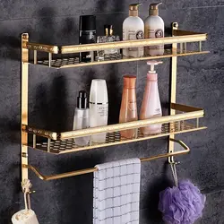 Shelves in the bathroom for shampoos in the interior