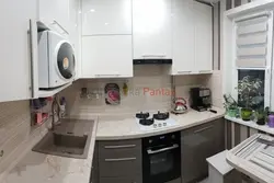 Kitchen 6 Square Meters With Design Refrigerator And Dishwasher