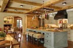 Kitchen interior wood beams