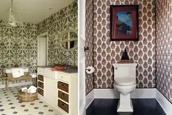 Плитка и обои в ванной комнате фото дизайн