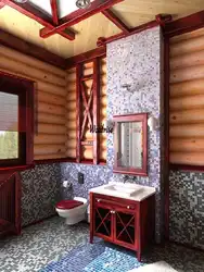 Bathroom in a log house photo