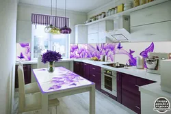 Lilac color in the kitchen interior color combination photo