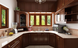 Corner kitchen with window interior design