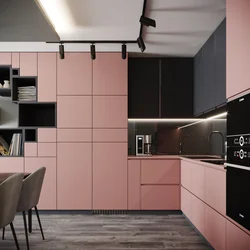 Kitchen in gray pink color design